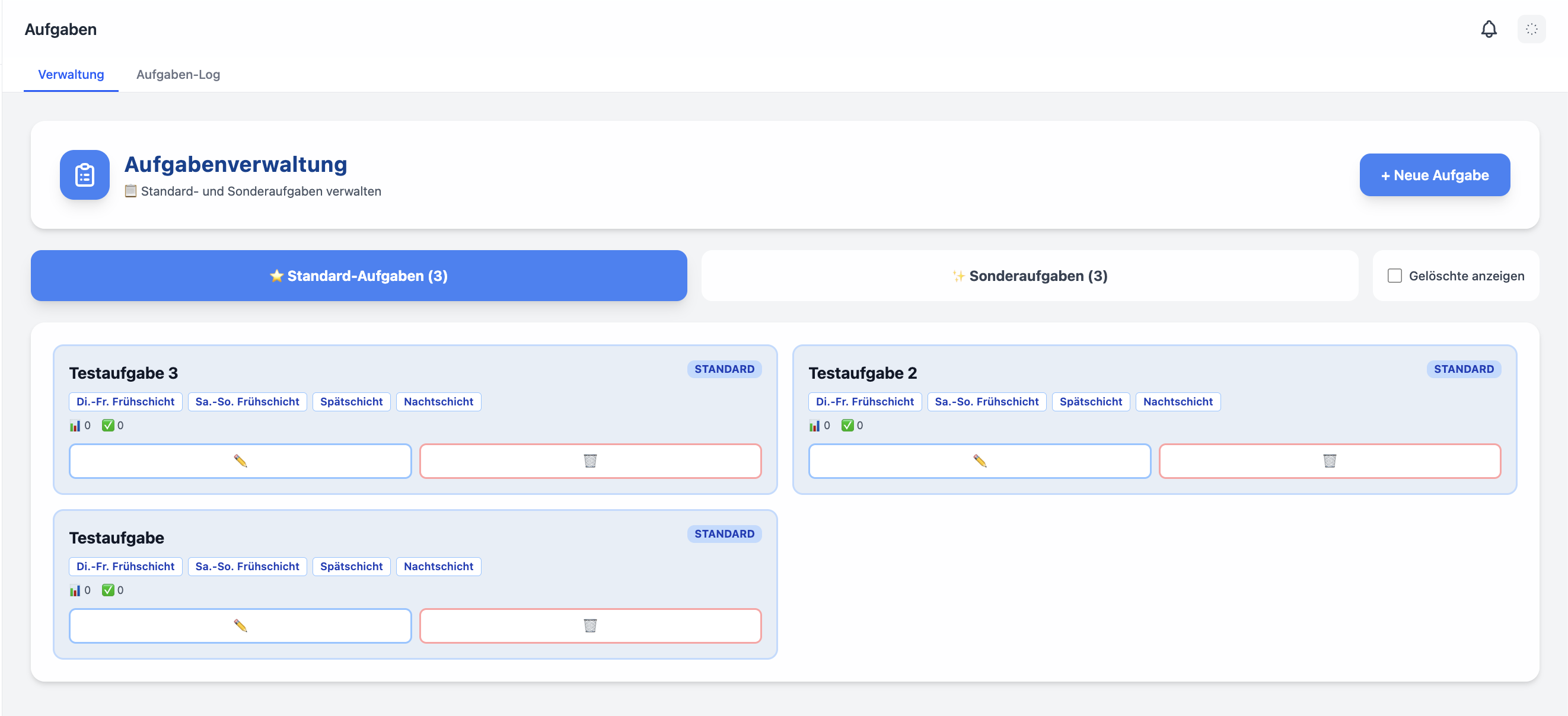 Aufgabenverwaltung - Aufgaben pro Schicht zuweisen und verfolgen
